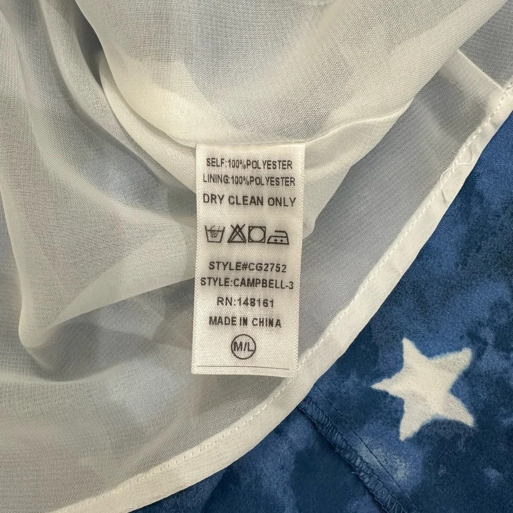 NWOT Women’s Buddy Love Blue & White Stars Hi lo Sleeveless Maxi Dress Size M/L - Picture 8 of 8